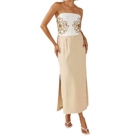 NEW MON RENN diego maxi skirt in biscuit - Picture 2 of 4